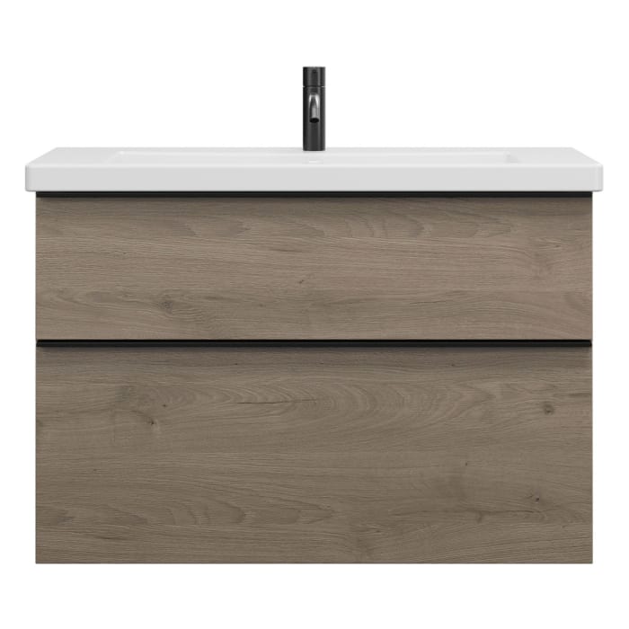 burgbad Eqio Waschtischkombination mit Keramik-Waschtisch, 93 cm, mit Griffleiste G0252