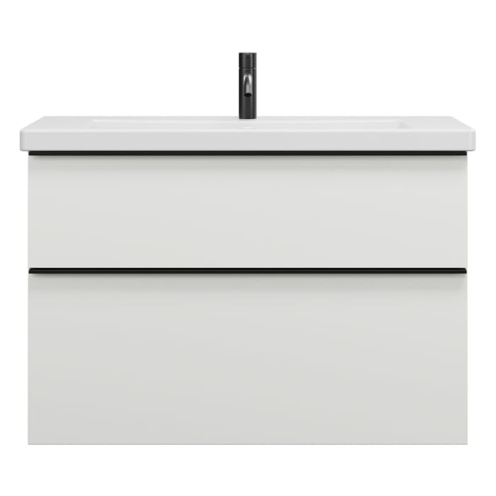 burgbad Eqio Waschtischkombination mit Keramik-Waschtisch, 93 cm, mit Griffleiste G0252