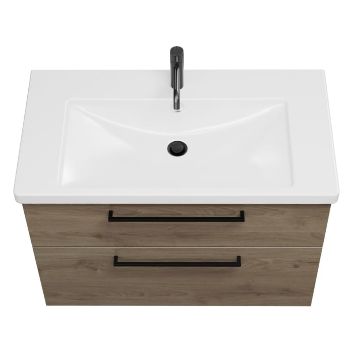 burgbad Eqio Waschtischkombination mit Keramik-Waschtisch, 93 cm, mit Stangengriff G0234