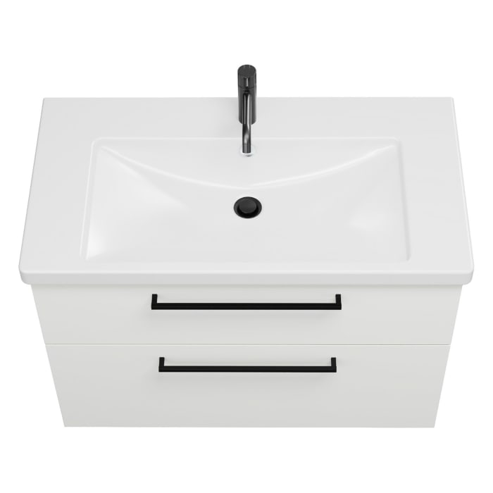 burgbad Eqio Waschtischkombination mit Keramik-Waschtisch, 93 cm, mit Stangengriff G0234