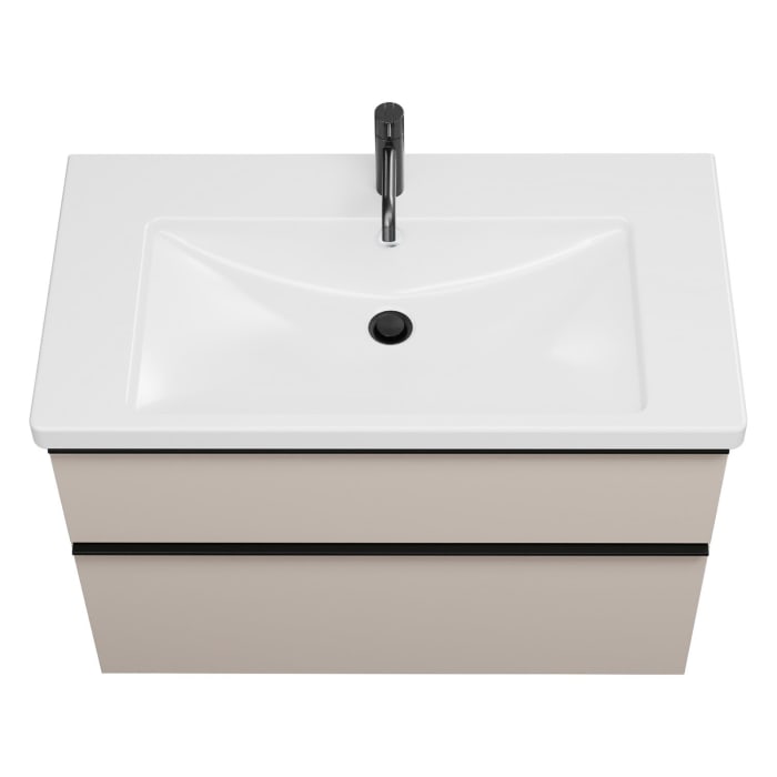 burgbad Eqio Waschtischkombination mit Keramik-Waschtisch, 93 cm, mit Griffleiste G0252