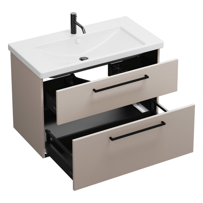 burgbad Eqio Waschtischkombination mit Keramik-Waschtisch, 93 cm, mit Stangengriff G0234