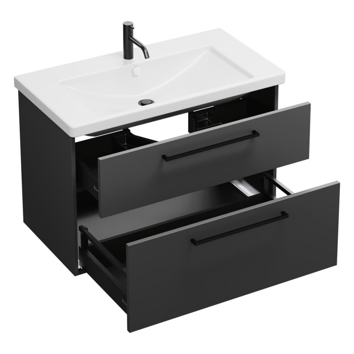 burgbad Eqio Waschtischkombination mit Keramik-Waschtisch, 93 cm, mit Stangengriff G0234