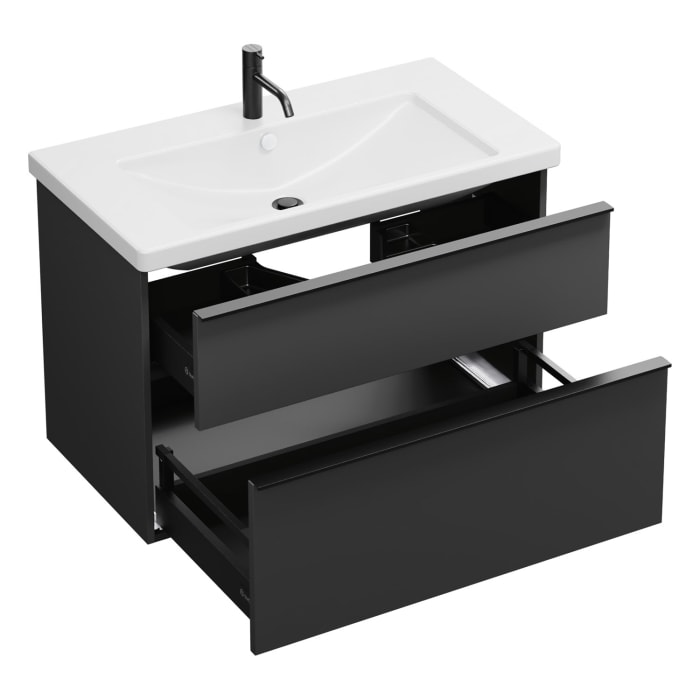 burgbad Eqio Waschtischkombination mit Keramik-Waschtisch, 93 cm, mit Griffleiste G0252