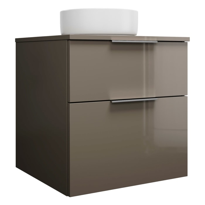 burgbad Eqio Waschtischkombination mit Keramik-Aufsatzwaschtisch 60 cm, Griff G0146