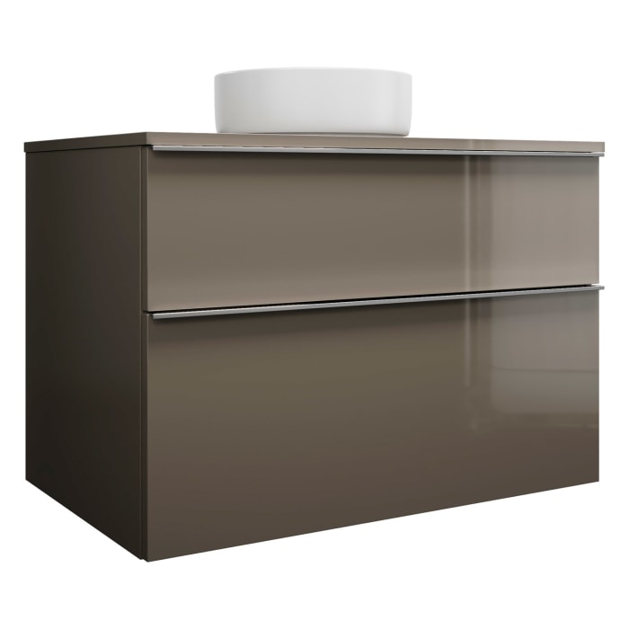 burgbad Eqio Waschtischkombination mit Keramik-Aufsatzwaschtisch 90 cm, mit Griffleiste G0251