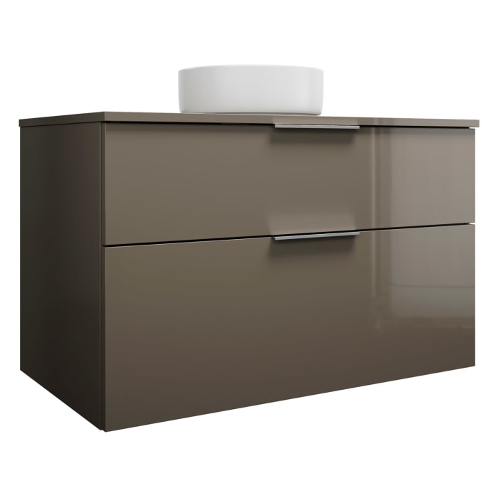 burgbad Eqio Waschtischkombination mit Keramik-Aufsatzwaschtisch 100 cm, mit Griff G0146