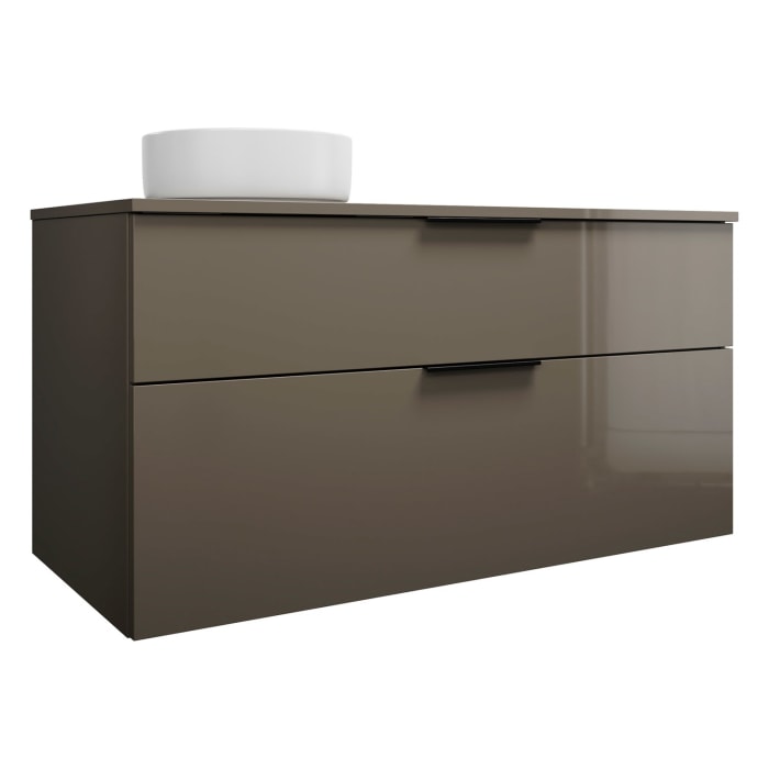 burgbad Eqio Waschtischkombination mit Keramik-Aufsatzwaschtisch 120 cm, links, mit Griff G0200