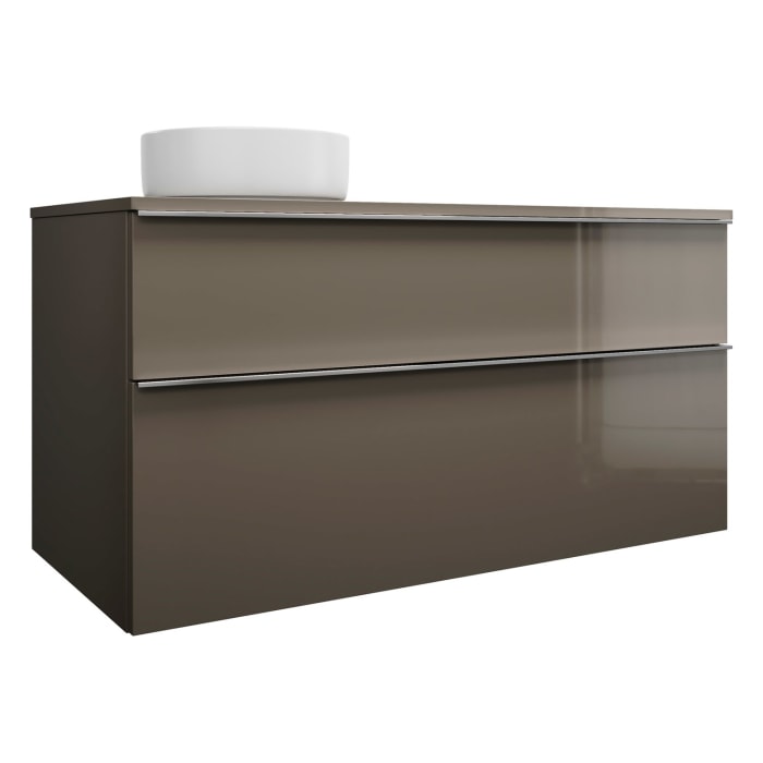 burgbad Eqio Waschtischkombination mit Keramik-Aufsatzwaschtisch 120 cm, links, mit Griffleiste G0251