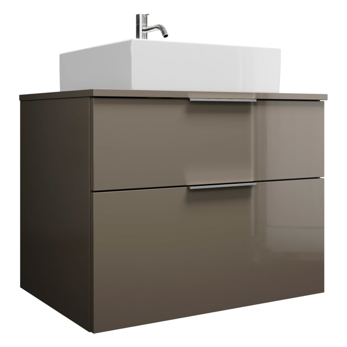 burgbad Eqio Waschtischkombination mit Keramik-Aufsatzwaschtisch 80 cm, mit Griff P0146