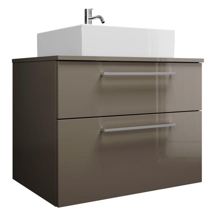 burgbad Eqio Waschtischkombination mit Keramik-Aufsatzwaschtisch 80 cm, mit Stangengriff P95