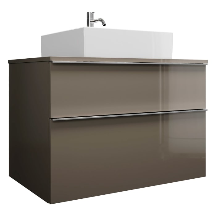 burgbad Eqio Waschtischkombination mit Keramik-Aufsatzwaschtisch 90 cm, mit Griffleiste G0251