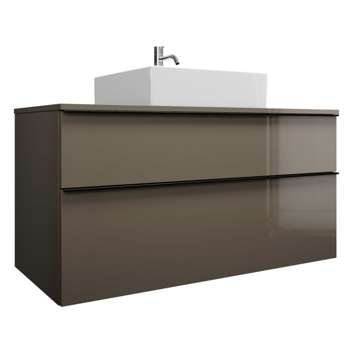 burgbad Eqio Waschtischkombination mit Keramik-Aufsatzwaschtisch 120 cm, mit Griffleiste G0252