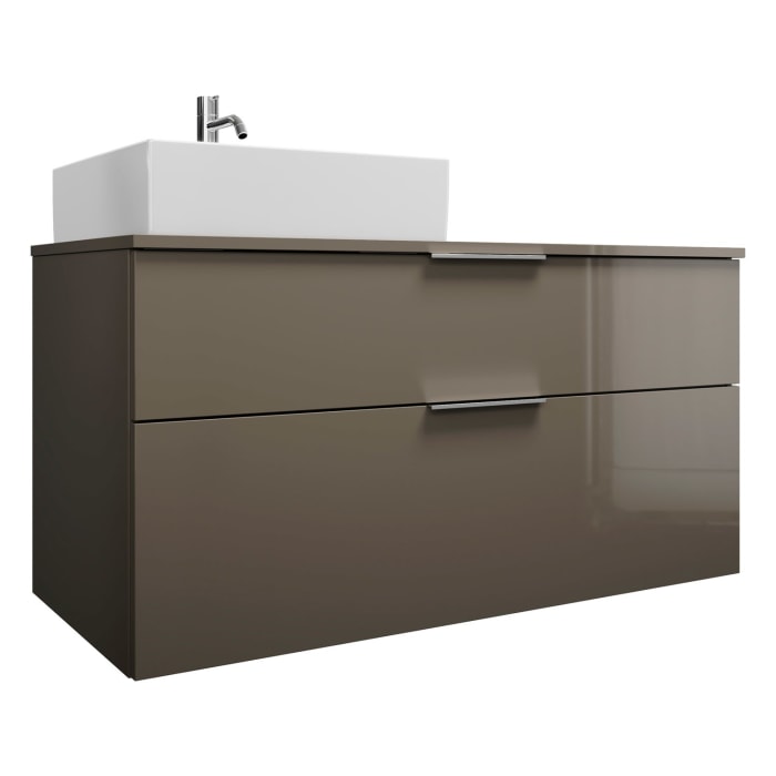 burgbad Eqio Waschtischkombination mit Keramik-Aufsatzwaschtisch 120 cm, links, mit Griff G0146