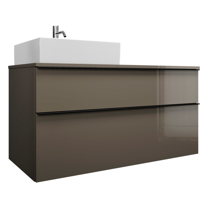 burgbad Eqio Waschtischkombination mit Keramik-Aufsatzwaschtisch 120 cm, links, mit Griffleiste G0252