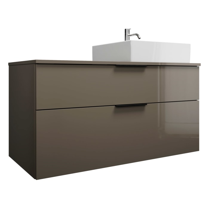 burgbad Eqio Waschtischkombination mit Keramik-Aufsatzwaschtisch 120 cm, rechts, mit Griff G0200