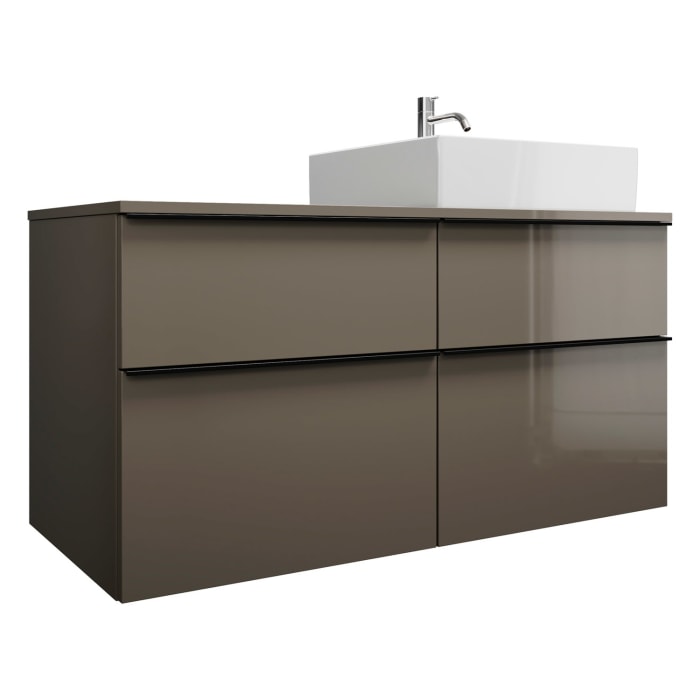 burgbad Eqio Waschtischkombination mit Keramik-Aufsatzwaschtisch 120 cm, rechts, mit Griffleiste G0252