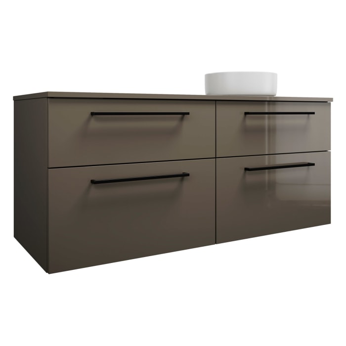 burgbad Eqio Waschtischkombination mit Keramik-Aufsatzwaschtisch 140 cm, rechts, mit Stangengriff G0234