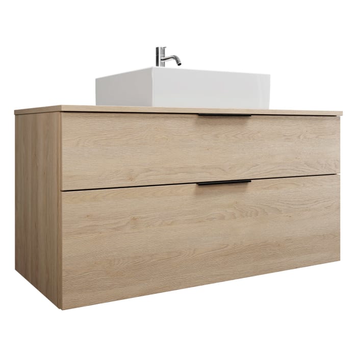 burgbad Eqio Waschtischkombination mit Keramik-Aufsatzwaschtisch 120 cm, mit Griff G0200