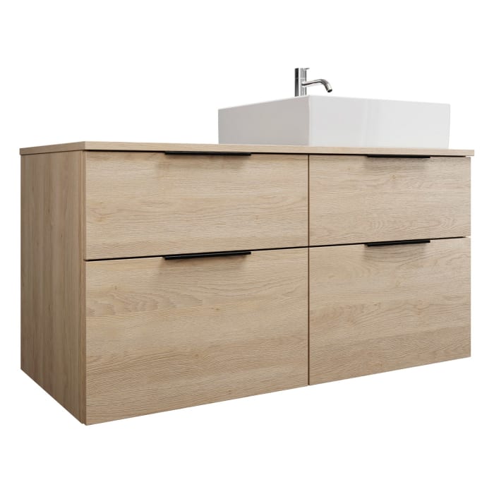 burgbad Eqio Waschtischkombination mit Keramik-Aufsatzwaschtisch 120 cm, rechts, mit Griff G0200