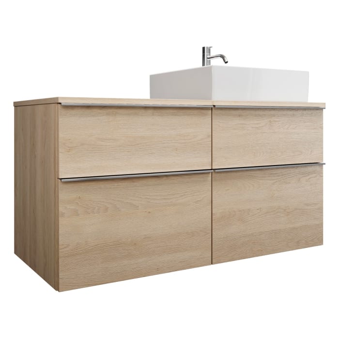 burgbad Eqio Waschtischkombination mit Keramik-Aufsatzwaschtisch 120 cm, rechts, mit Griffleiste G0251