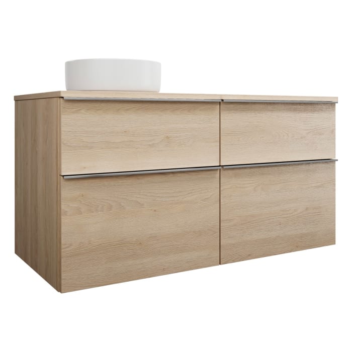 burgbad Eqio Waschtischkombination mit Keramik-Aufsatzwaschtisch 120 cm, links, mit Griffleiste G0251