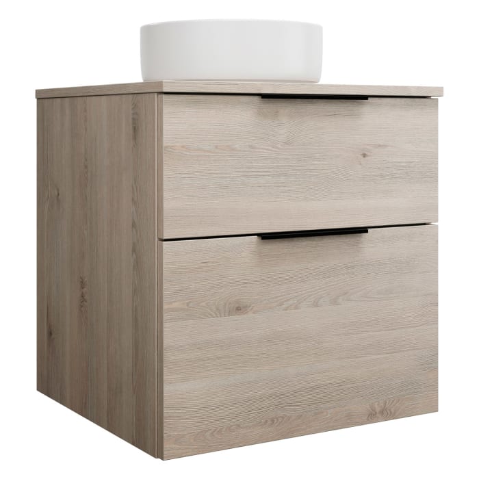 burgbad Eqio Waschtischkombination mit Keramik-Aufsatzwaschtisch 60 cm, Griff G0200