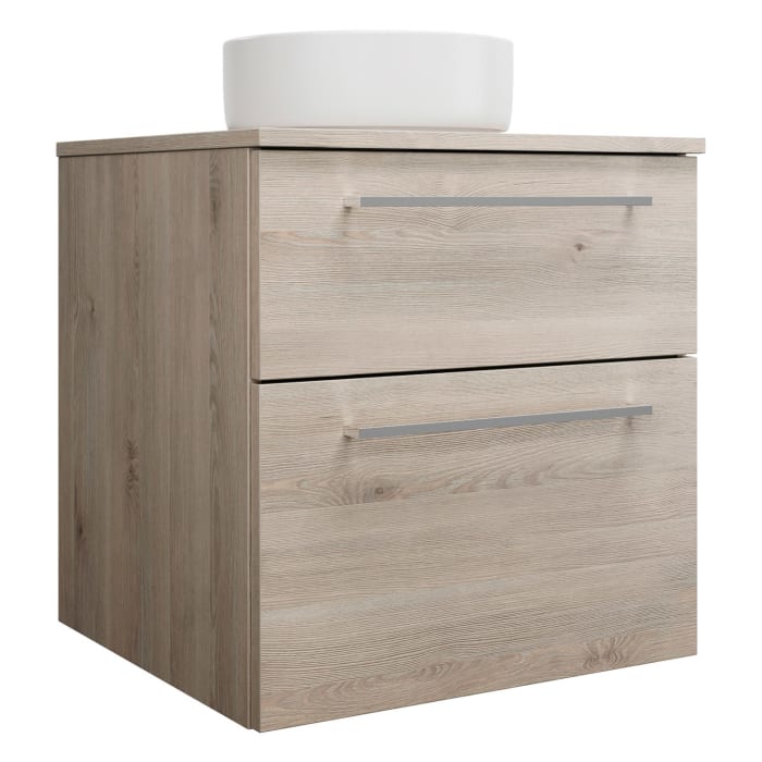 burgbad Eqio Waschtischkombination mit Keramik-Aufsatzwaschtisch 60 cm, mit Stangengriff P95