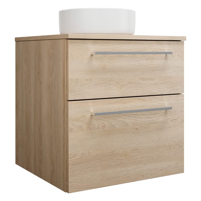 burgbad Eqio Waschtischkombination mit Keramik-Aufsatzwaschtisch 60 cm, mit Stangengriff P95