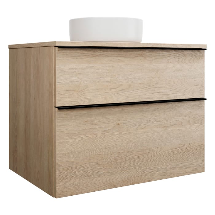 burgbad Eqio Waschtischkombination mit Keramik-Aufsatzwaschtisch 80 cm, mit Griffleiste G0252