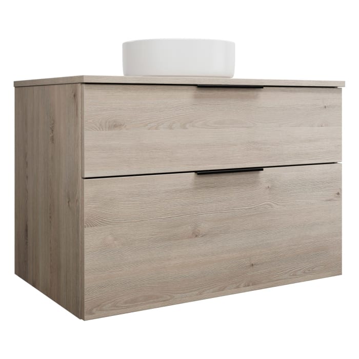 burgbad Eqio Waschtischkombination mit Keramik-Aufsatzwaschtisch 90 cm, mit Griff G0200