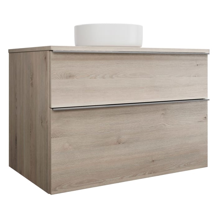 burgbad Eqio Waschtischkombination mit Keramik-Aufsatzwaschtisch 90 cm, mit Griffleiste G0251