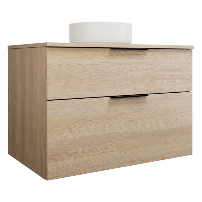 burgbad Eqio Waschtischkombination mit Keramik-Aufsatzwaschtisch 90 cm, mit Griff G0200