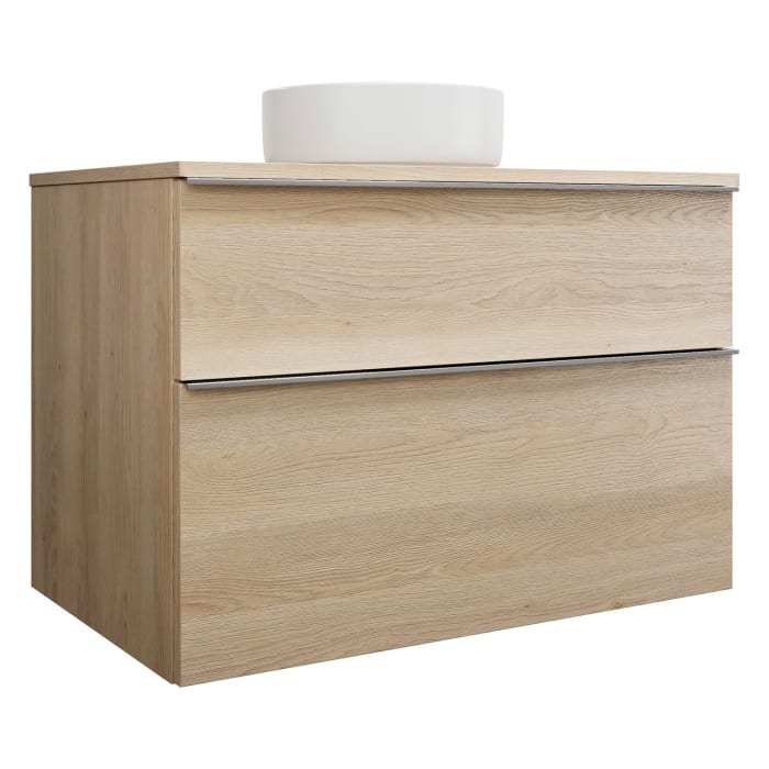 burgbad Eqio Waschtischkombination mit Keramik-Aufsatzwaschtisch 90 cm, mit Griffleiste G0251