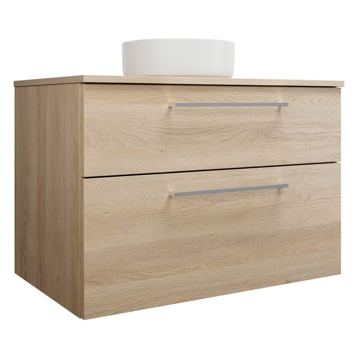 burgbad Eqio Waschtischkombination mit Keramik-Aufsatzwaschtisch 90 cm, mit Stangengriff P95