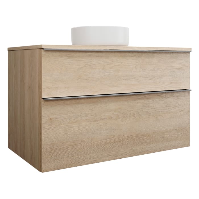 burgbad Eqio Waschtischkombination mit Keramik-Aufsatzwaschtisch 100 cm, mit Griffleiste G0251