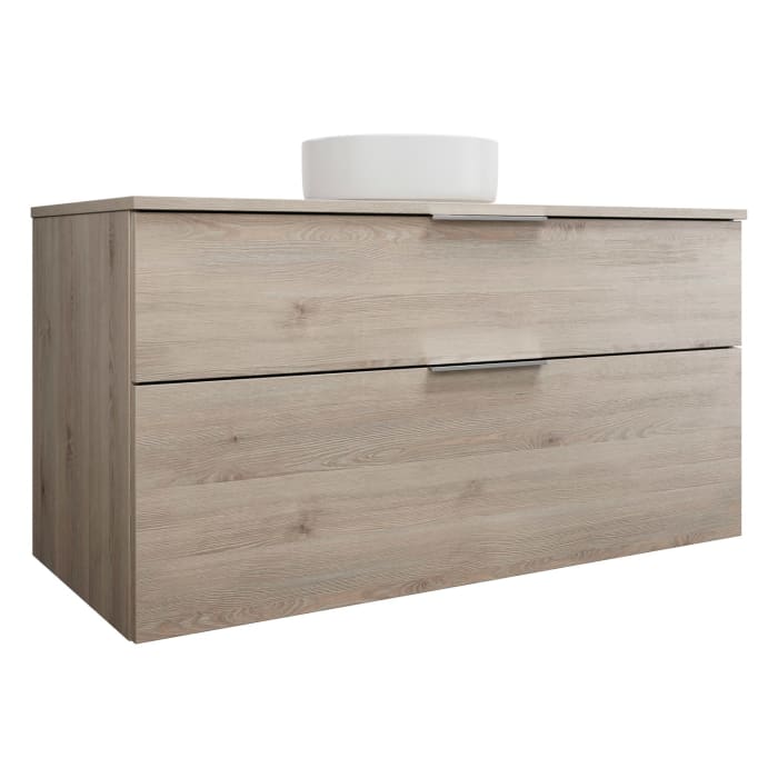 burgbad Eqio Waschtischkombination mit Keramik-Aufsatzwaschtisch 120 cm, mit Griff G0146