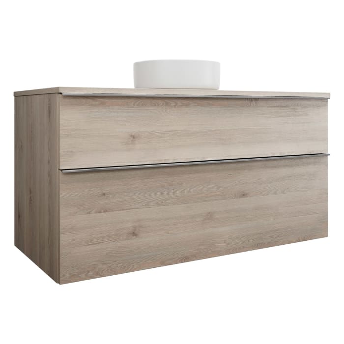 burgbad Eqio Waschtischkombination mit Keramik-Aufsatzwaschtisch 120 cm, mit Griffleiste G0251