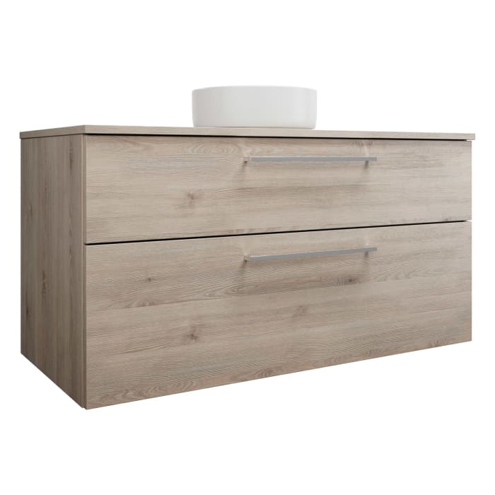 burgbad Eqio Waschtischkombination mit Keramik-Aufsatzwaschtisch 120 cm, mit Stangengriff P95