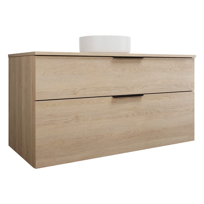 burgbad Eqio Waschtischkombination mit Keramik-Aufsatzwaschtisch 120 cm, mit Griff G0200