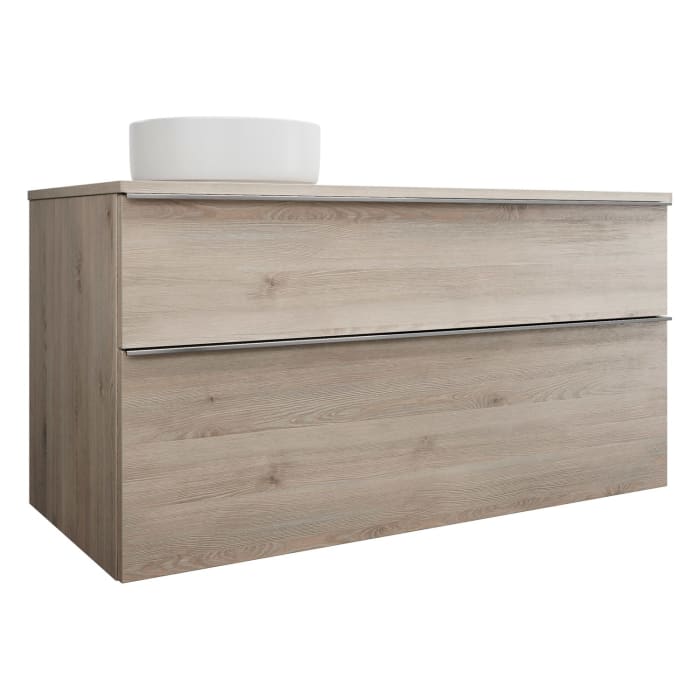 burgbad Eqio Waschtischkombination mit Keramik-Aufsatzwaschtisch 120 cm, links, mit Griffleiste G0251