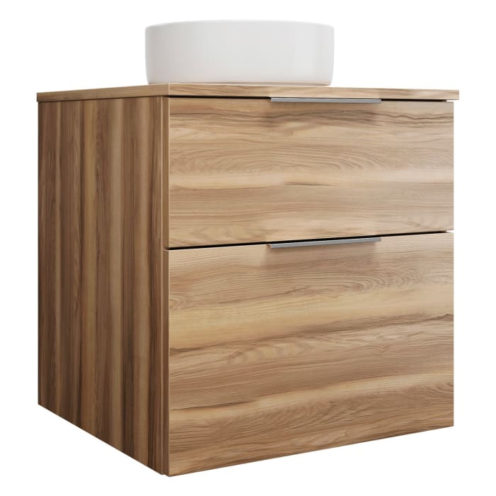 burgbad Eqio Waschtischkombination mit Keramik-Aufsatzwaschtisch 60 cm, Griff G0146