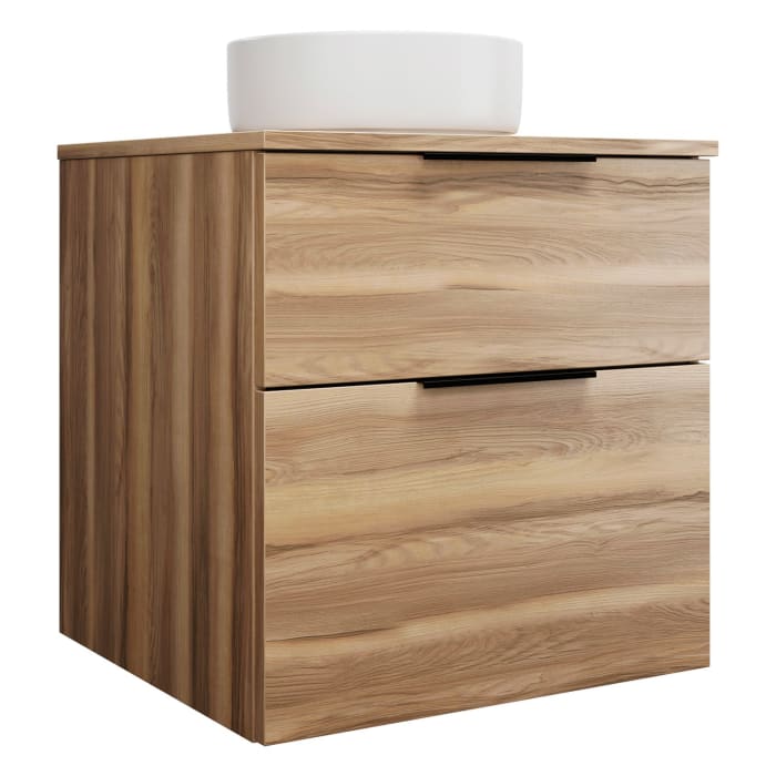 burgbad Eqio Waschtischkombination mit Keramik-Aufsatzwaschtisch 60 cm, Griff G0200