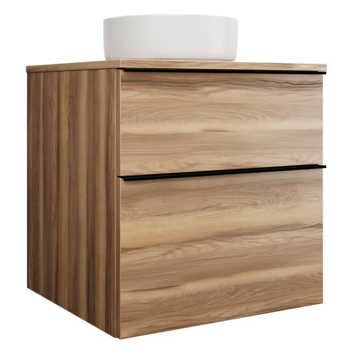 burgbad Eqio Waschtischkombination mit Keramik-Aufsatzwaschtisch 60 cm, Griffleiste G0252