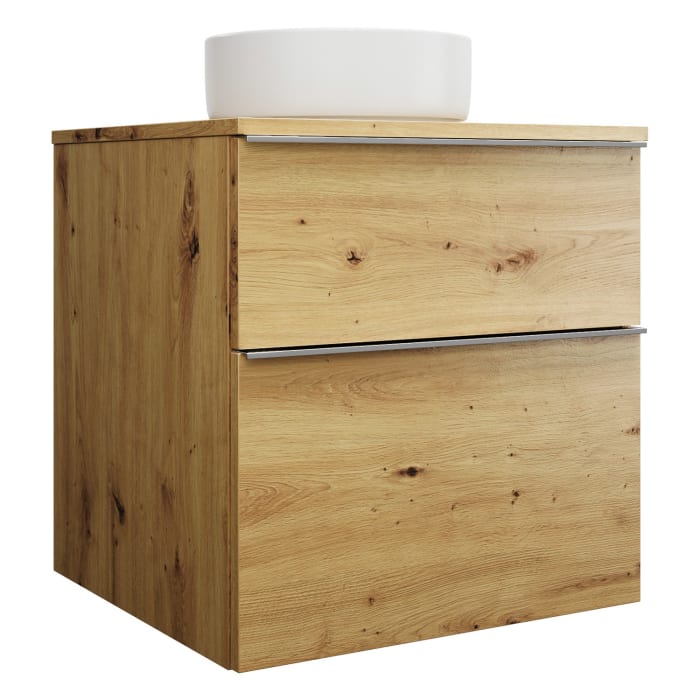 burgbad Eqio Waschtischkombination mit Keramik-Aufsatzwaschtisch 60 cm, Griffleiste G0251