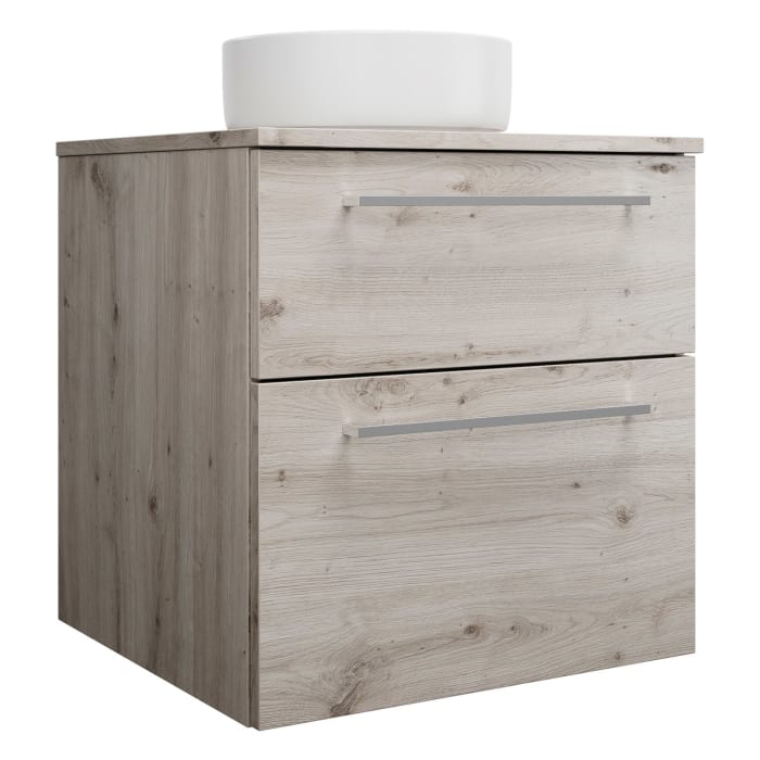 burgbad Eqio Waschtischkombination mit Keramik-Aufsatzwaschtisch 60 cm, mit Stangengriff P95