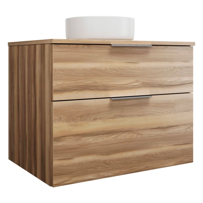 burgbad Eqio Waschtischkombination mit Keramik-Aufsatzwaschtisch 80 cm, mit Griff G0146