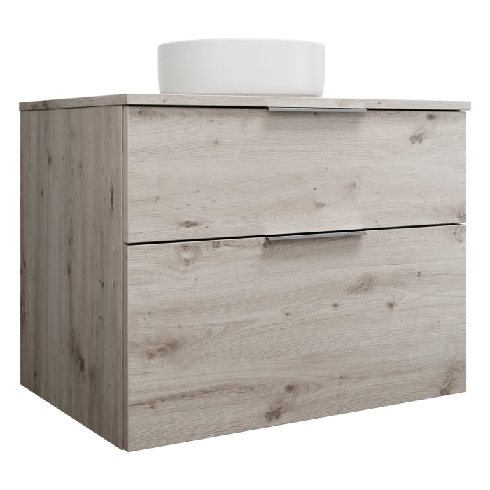 burgbad Eqio Waschtischkombination mit Keramik-Aufsatzwaschtisch 80 cm, mit Griff G0146