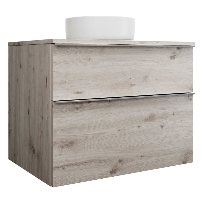 burgbad Eqio Waschtischkombination mit Keramik-Aufsatzwaschtisch 80 cm, mit Griffleiste G0251