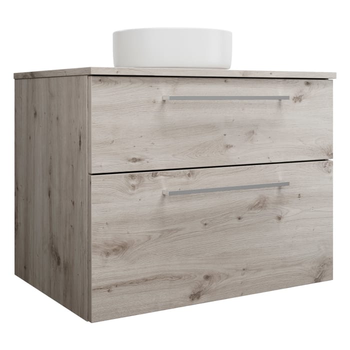 burgbad Eqio Waschtischkombination mit Keramik-Aufsatzwaschtisch 80 cm, mit Stangengriff P95